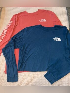 The North Face Men's Long Sleeve Tee - Coral & Navy